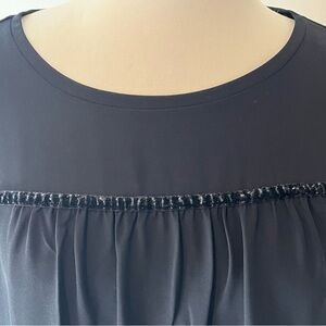 LOFT Black Top with Velvet Detail